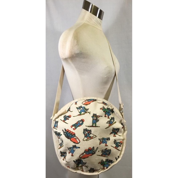 1980 Lake Placid Winter Olympic Games Roni Raccoon Canvas Bag Ski Bobsled Hockey - Picture 1 of 4